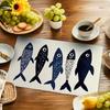 6-Piece Set Nordic Coastal Fish Pattern Placemats Machine Washable Table Mats Party Kitchen Dining Room Decor