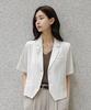 Frenchchic Chiccro Linen Semi-Crop Short Sleeve Jacket_F6H438Jk