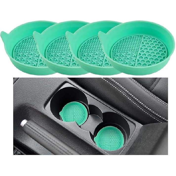Mandark 4PCS Car Cup Holder Coaster, Silicone Anti-Slip Vehicle Ert Water Bottle Mat, Automotive Interior Ulation Drink Cup Pad Decor Accessories,