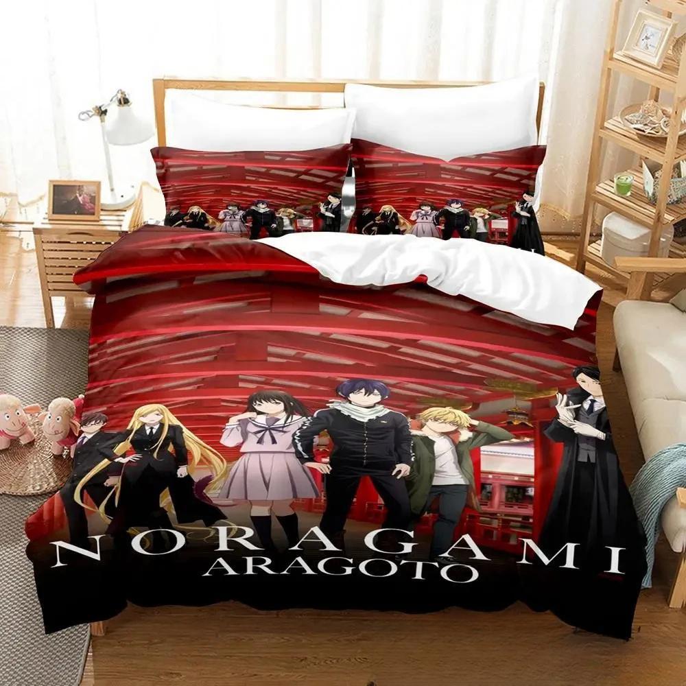 3D Print Anime Noragami Bedding Set Duvet Cover Bed Set Quilt Cover Pillowcase Comforter King Queen Size Boys Adult Home Textile
