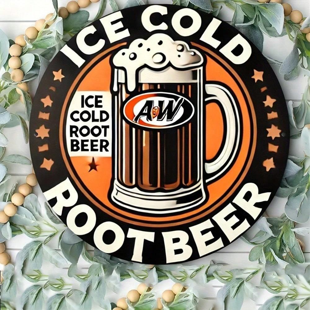 Vintage Tin Sign A&W Root Beer Retro Americana Decor 8x8 Inch Metal Wall Art