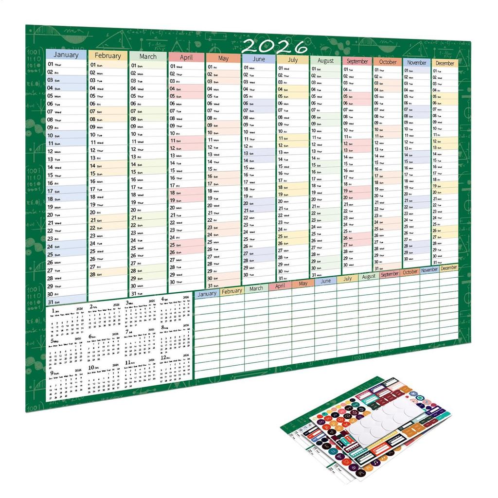 2026 Wall Calendar Full Year Large Size Paper Daily Schedule Planner Sheet Yearly Weekly Annual Planner Target List Home Office