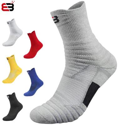 Chaussettes de sport épaisses pour hommes, bas de serviette, bas de course, bas moyens, basket-ball, grande taille, 2024