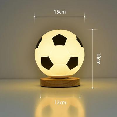 World Cup Football Remote Control LED Solid Wood Glass Small Table Lamp Remote Control Dimming Household Bedside Bedroom