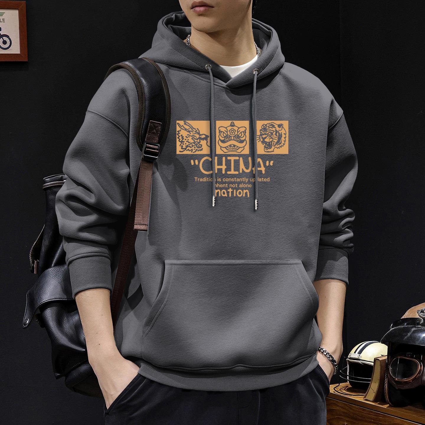 

Men s Oversized Hooded Fleece Pullover for Spring & Autumn 3XL (190-220 jin)