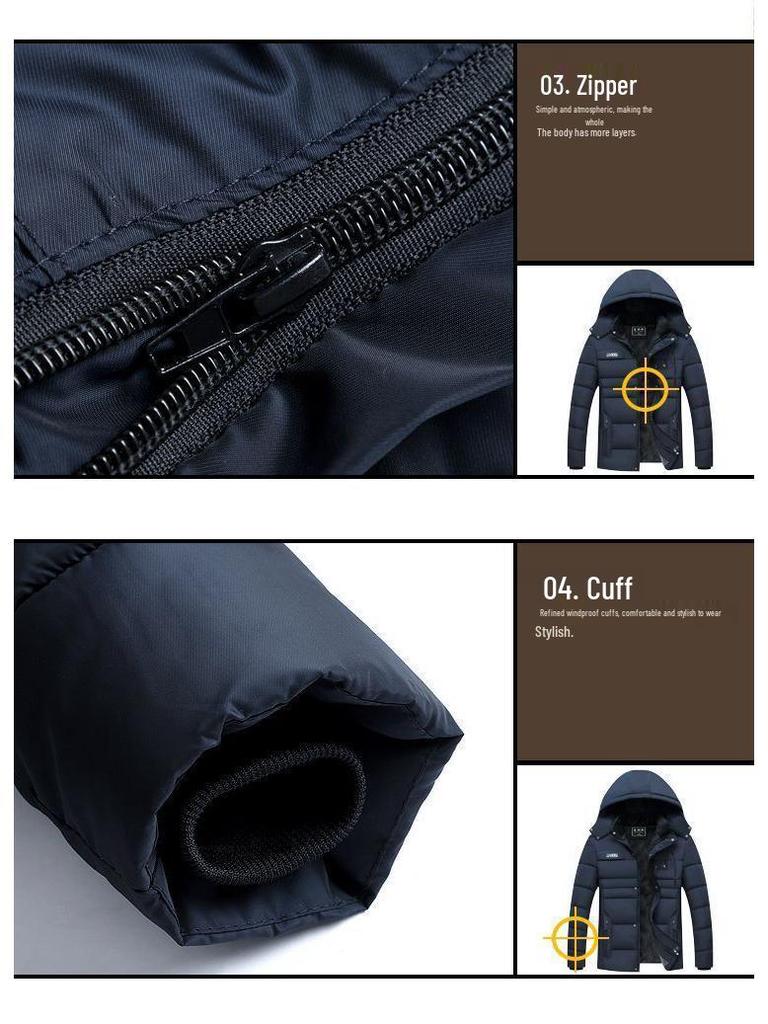 Autumn/Winter Mid-Length Plus-Size Thick Warm Cotton Jacket for Men