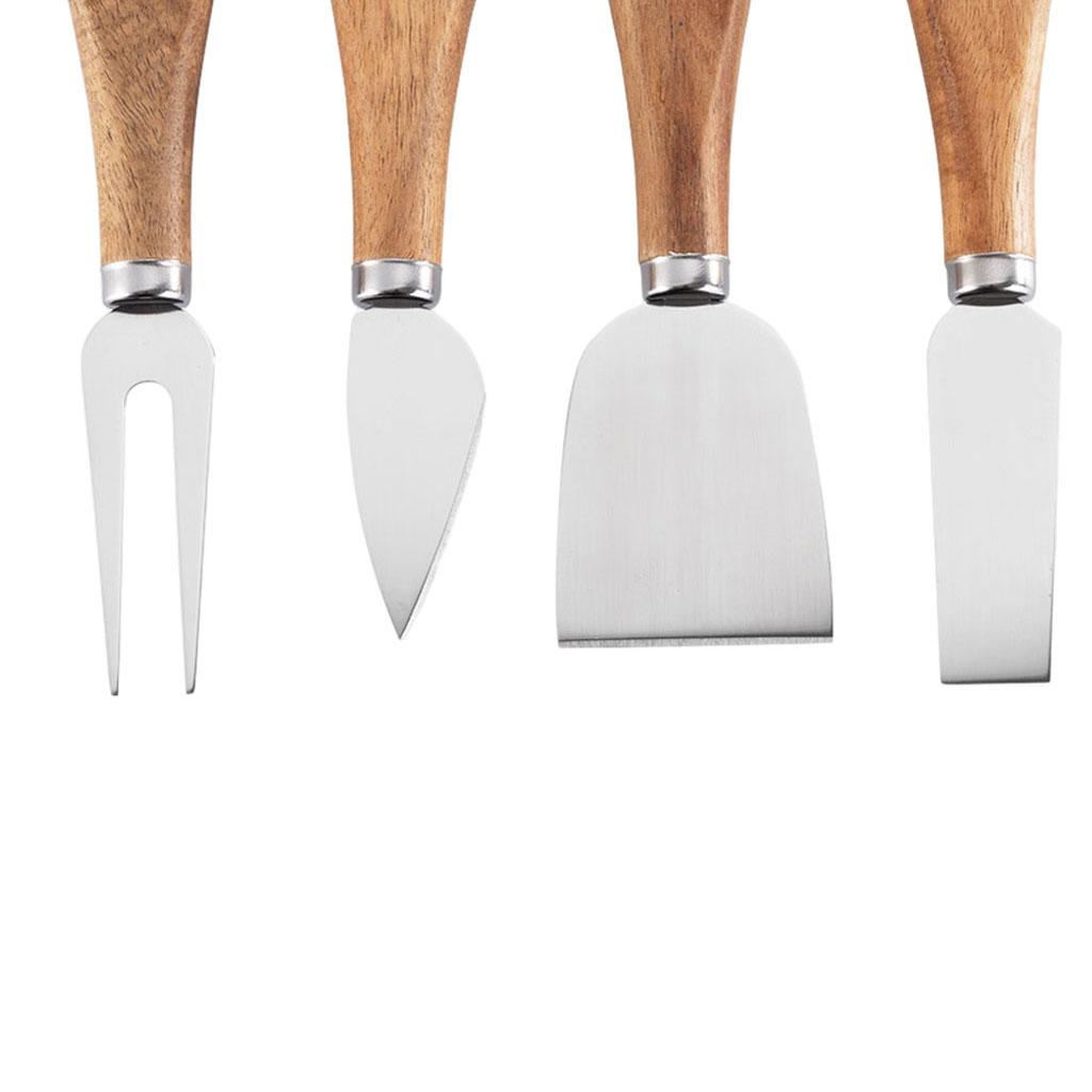 Cheese Knives Set Stainless Steel Wood Handle Mini Cutlery Kit for Kitchen Party Serving Tableware