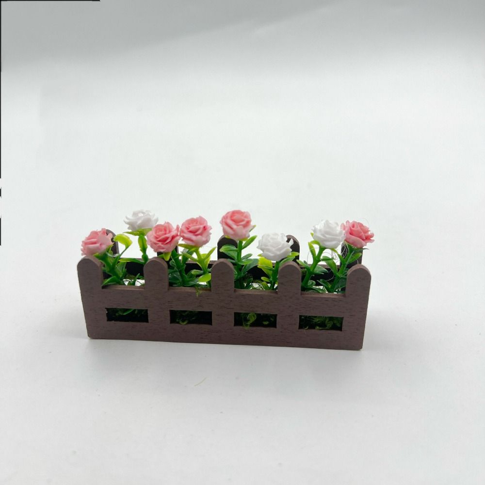 1:12 Scale Flower Fence Decor Lifelike Miniature Potted Plants Toys  Doll House Decor
