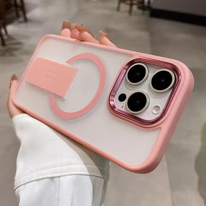 

Роскошный чехол-подставка Magsafe Kickstand для iPhone 11 12 13 14 15 16 Pro Max Plus, магнитный матовый противоударный бампер iPhone 16 Pro Max