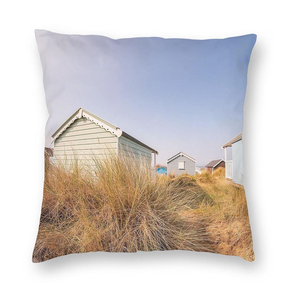 Hunstanton Beach Huts North Norfolk Square Pillowcase Polyester Linen Velvet Creative Zip Decor Throw Pillow Car Cushion Cover