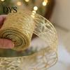 Hochwertiges Netzband für Blumengestecke 2,5" x 2,2 Yards Gold Transparent Weihnachtsbaumdekoration und Transparente Polyester-Schleifen Geschenkverpackung,