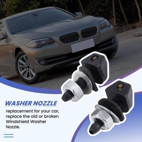 2 Pcs Boquilla De Lavaparabrisas Delantera De Plástico Negro Para Coche