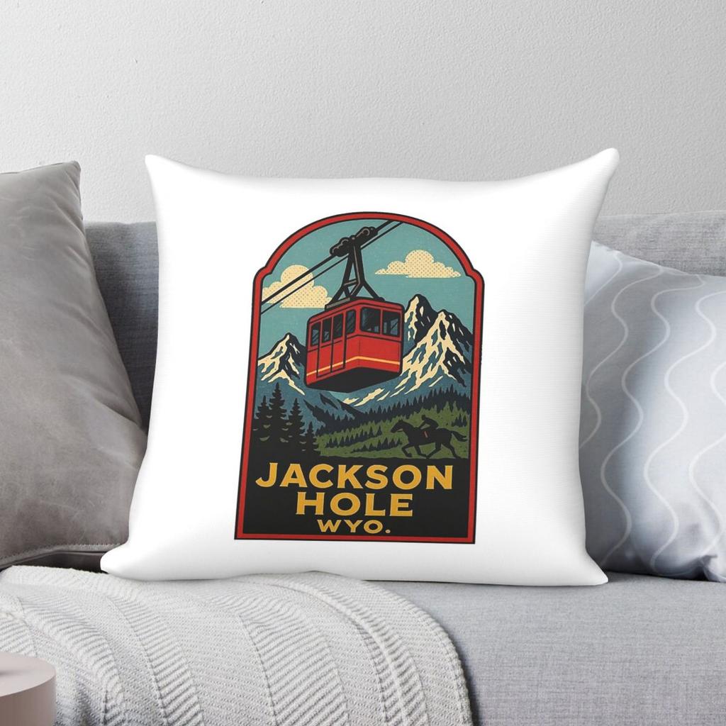 Jackson Hole Lift Square Pillowcase Polyester Linen Velvet Pattern Zip Decorative Pillow Case Sofa Cushion Cover