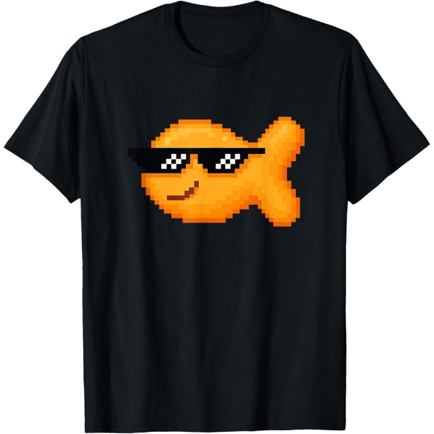 

Pixelated Goldfish Cracker With Thug Pixel Sunglasses T-Shirt XXXXXL чорний