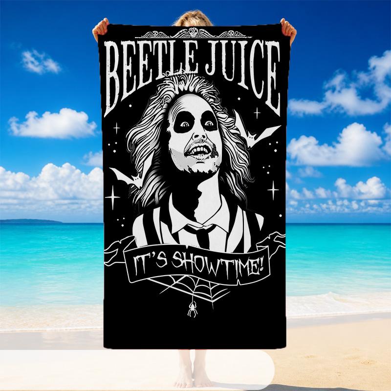 Quick Dry Beach Towel Beetlejuice Pattern, Lightweight Absorbent Towel for Pool Beach Vacation Use