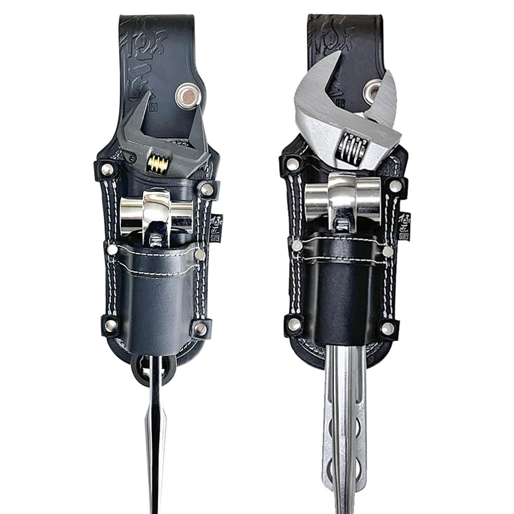 Besttool Gokusho Black Leather Ratchet and Adjustable Wrench Made in Japan of split leather that blends in well with your tools for easy Holder,