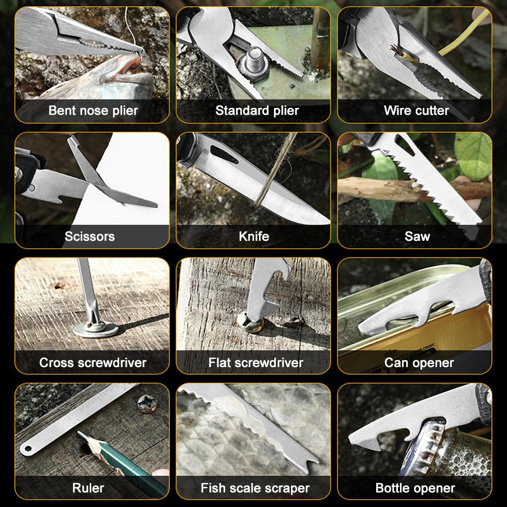 Multitool Fishing Plier Wire Cutter Outdoor EDC Manual Tool Multifunctional Clamp Camping Folding Pocket Knife Cutting Pliers