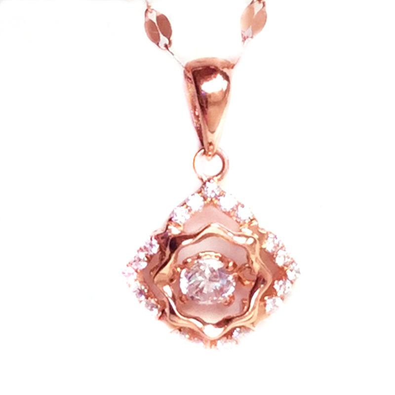 Purple Gold Color Gold Smart Zircon Pendant, Foreign Luxury Temperament Plated Rose Gold Necklace