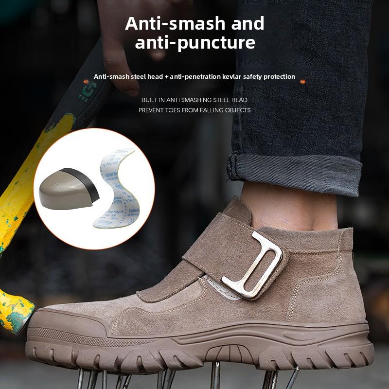 Anti Spark Welding Shoes for Welder Anti Scalding Suede Safety Shoes for Work Anti Smashing Anti Puncture Working Shoes for Men