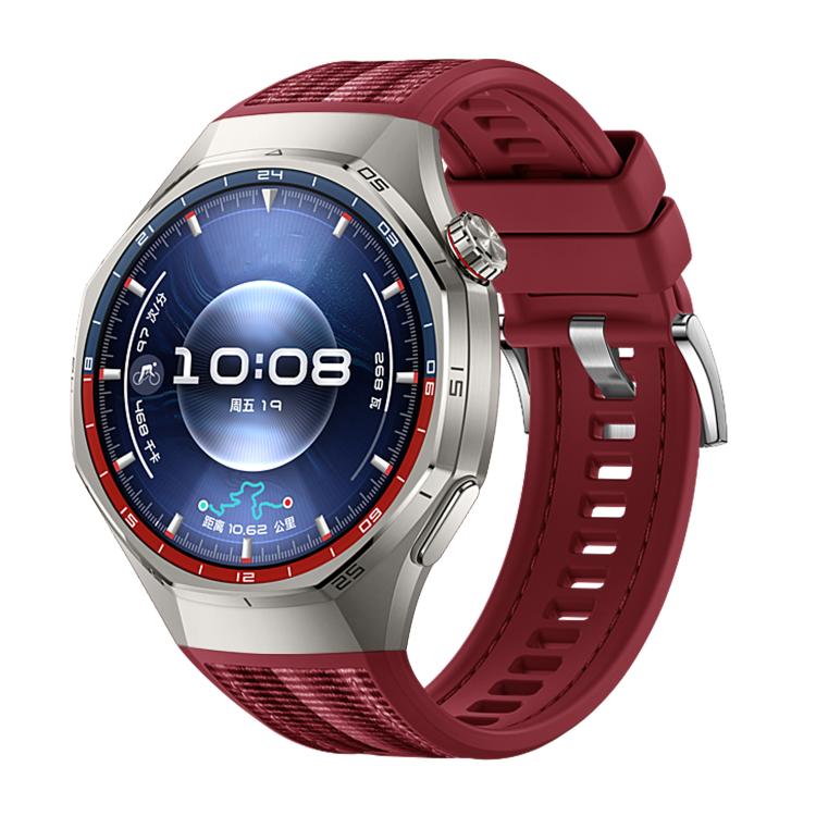 

Quick Release Buckle Hybrid Nylon Braid Silicone Watch Band For Huawei Watch GT 6 Pro червоний