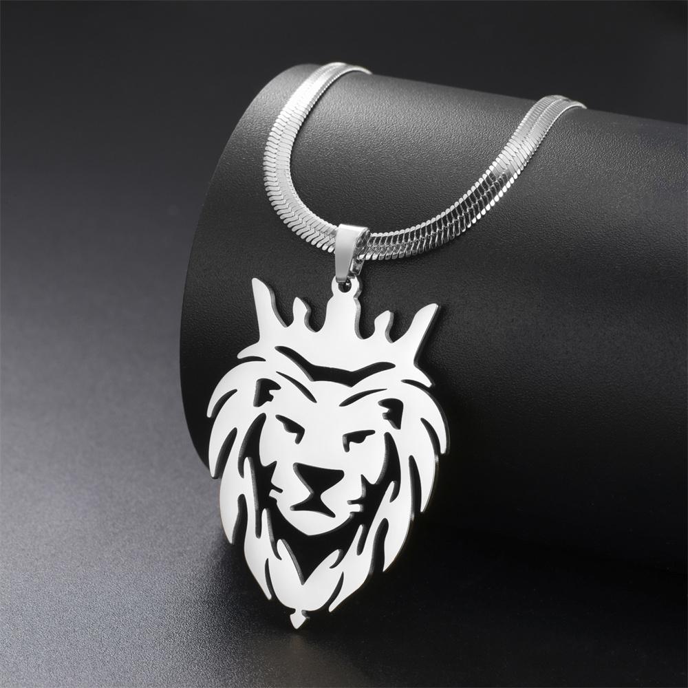 My Shape Crown Lion King Pendent Necklaces for Women Men Animals Charms Choker Snake Chain Stainless Steel Hip Hop Punk Jewelry