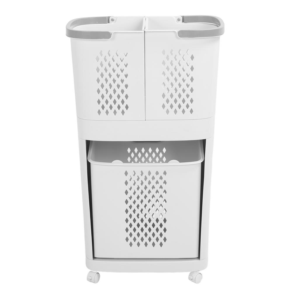 Kunststoff Wäschekorb Haushalt Schmutzige Kleidung Lagerung Korb mit Rädern 3 Unabhängige Lagerung