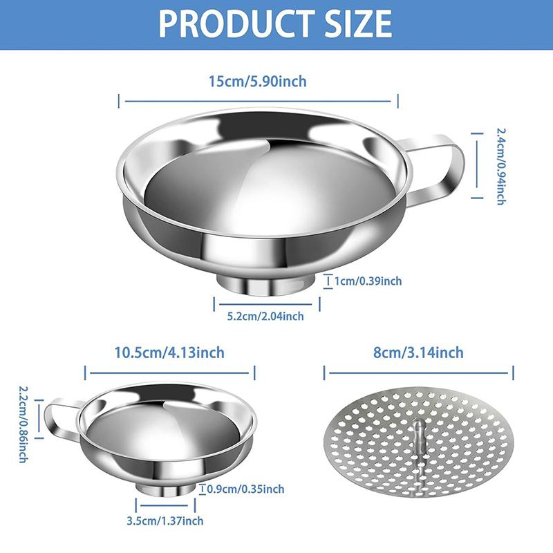 2/3PCS Funnel Tube Mason Jar Funnel With Handle Stainless Steel Canning Funnel Regular And Wide Mouth Jars