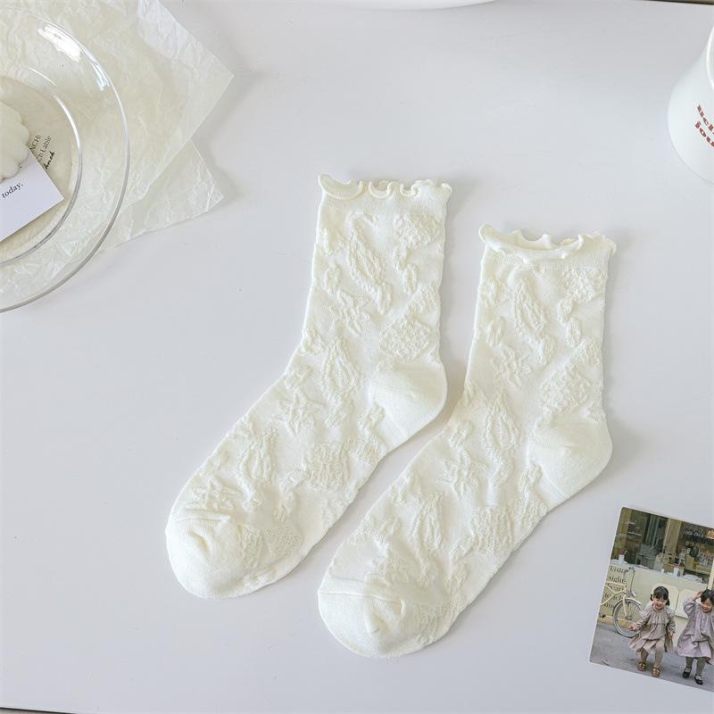 

Женские весенне-летние тонкие модные новые милые кружевные носки-гольфы 1 pair молочный белый
