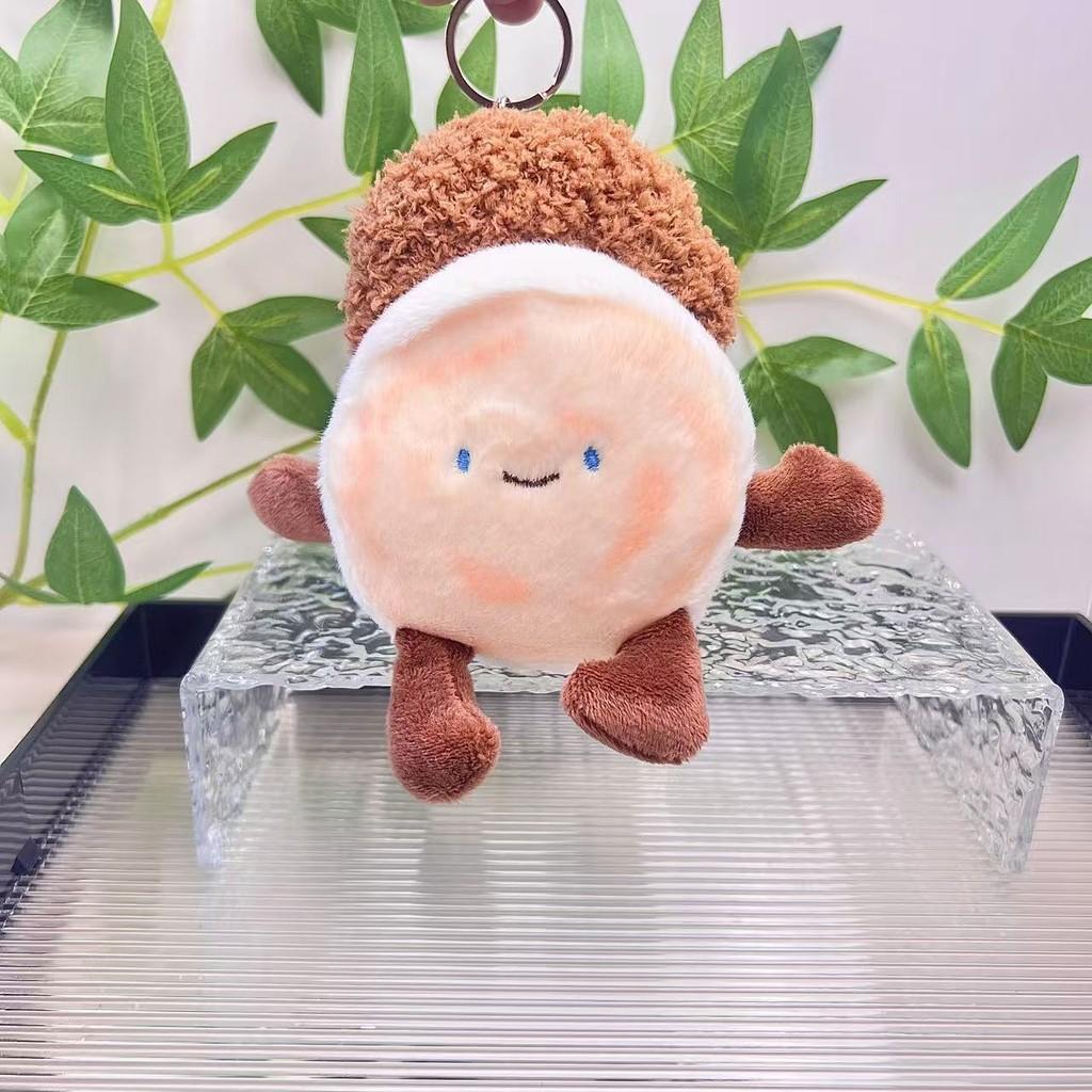 Plush Lovable Food Doll Keychain In Pancake Design Soft Short Fur For Bags Keyrings And