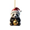 Cartoon Christmas Panda Ornament 2D Xmas Hanging Ornament Car Panda Pendants  Party Supplies