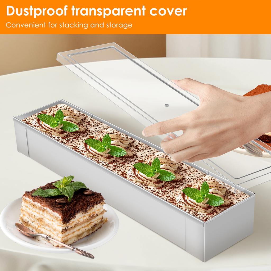 Rectangle Tiramisu Mold Cake Pan Stainless Steel Long Cake Baking Pan with Lid Removable Mousse Mold for Tiramisu Mousse Cake