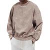 Men's Solid Color Washed Long Sleeve Round Neck Sweatshirt Men's Casual Fashion Sweatshirt