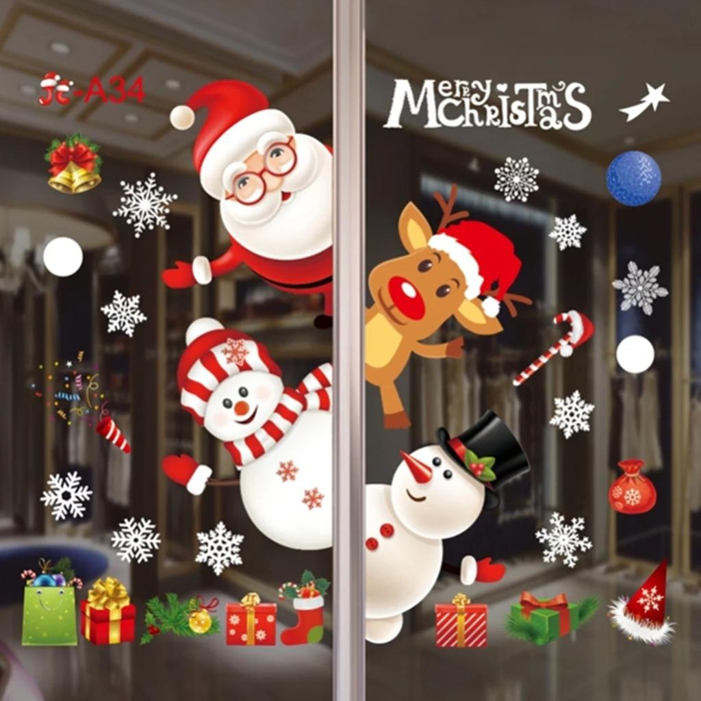 Christmas Window Stickers Merry Christmas Decorations for Home Christmas Wall Sticker Kids Room New Year Decoration