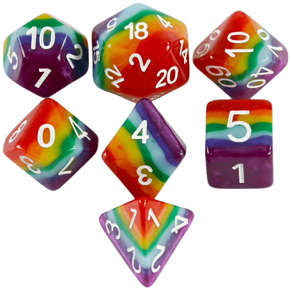 Dice Multi Color Cube Plastic 7 Piece Set for RPG Fun Party Board Game High Quality Durable Construction Stylish Design Practical Daily Use