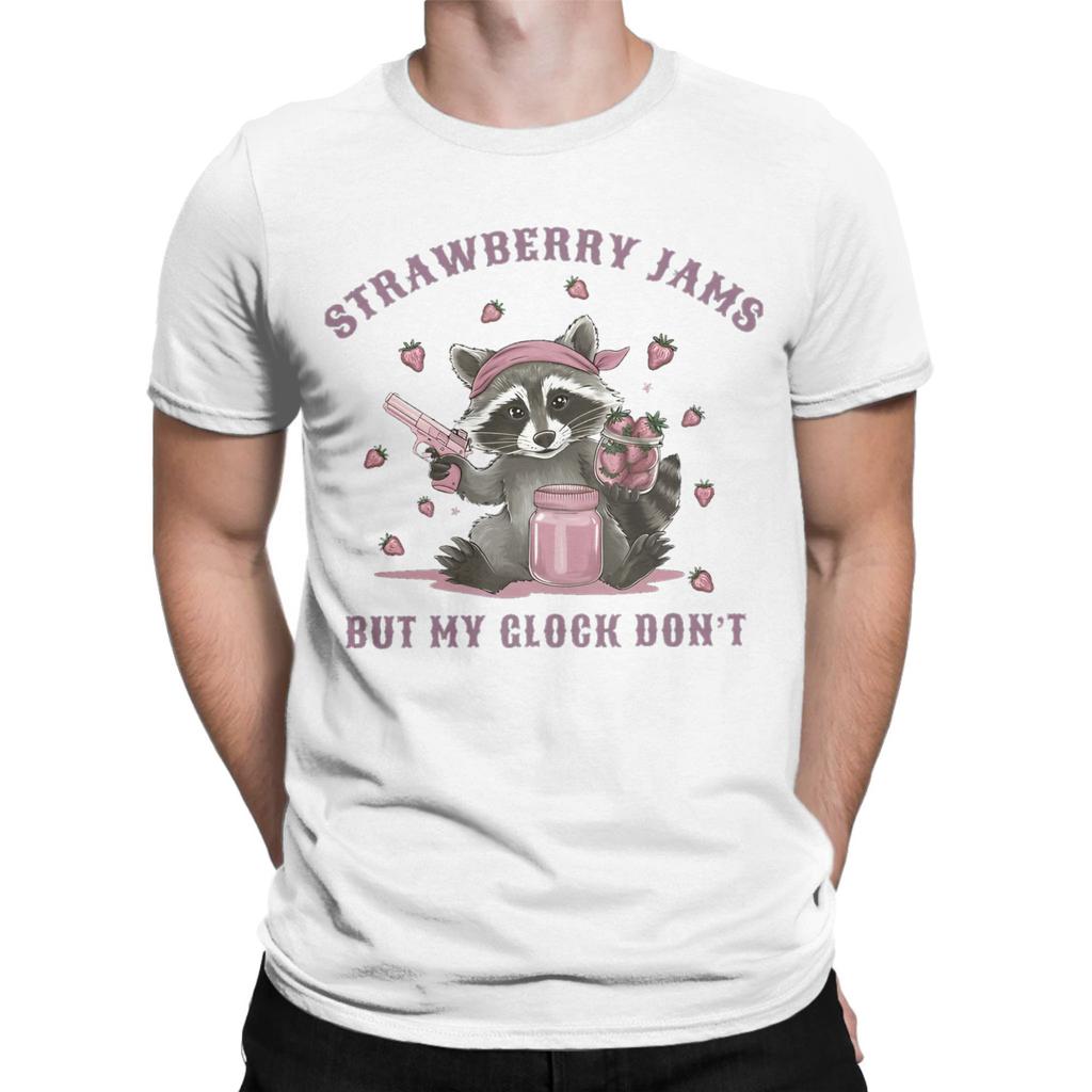 strawberry jams but my don't raccoon Merch Unisex T Shirts 100% Cotton Tee Graphic Printing T-shirt Clothing