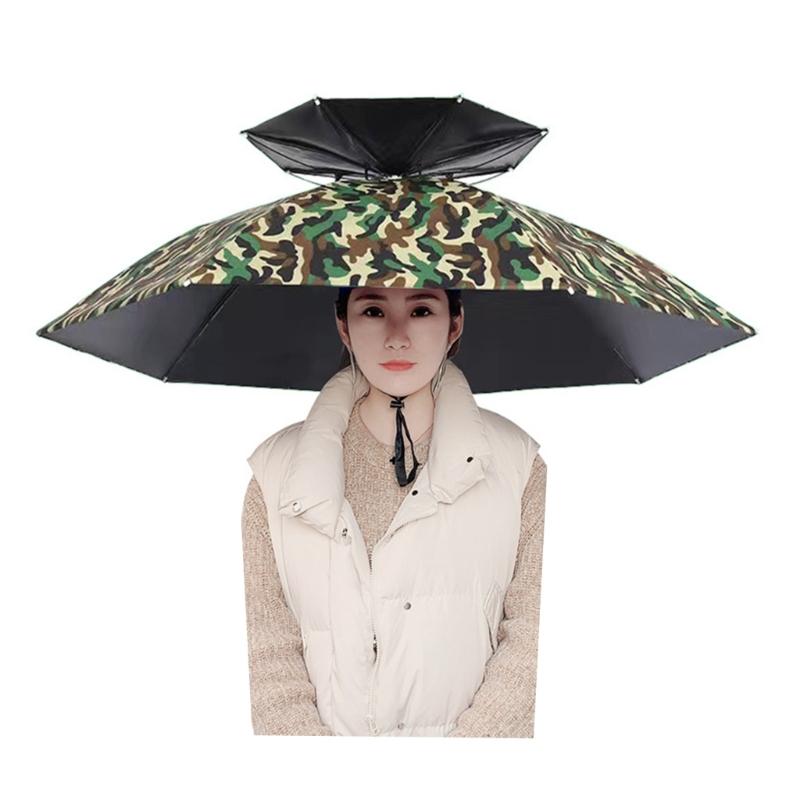 Umbrella Caps with Headband, Water Proof Foldable Umbrella Hat Head Umbrella Hat Fishing Umbrella Hat, Rain Umbrella Hat