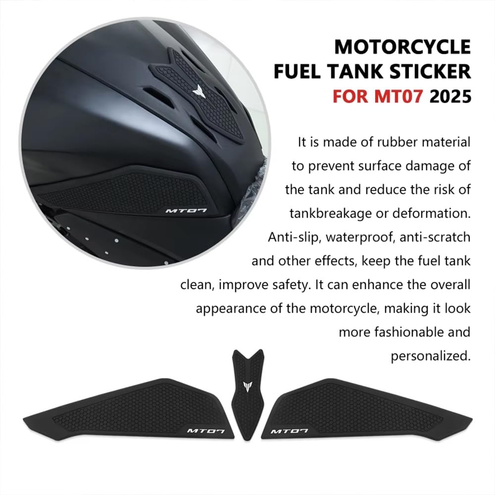 For MT07 MT-07 2025 Motorcycle Tank Pad, Tank Traction Pad, Anti-Slip Side Tank Sticker, Accessory [Parallel Import]