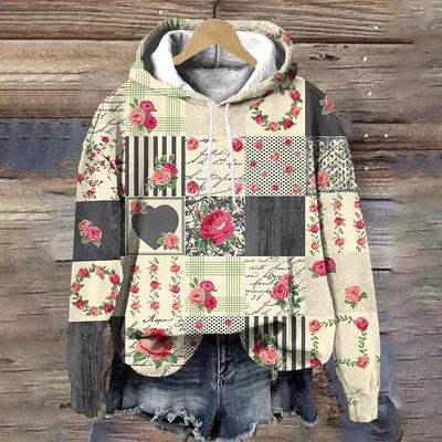 Designer Flower Print Women's Hoodie Autumn/Winter Fashion Trend Women Clothing Tops Loose Women's Sweatshirts Pullover Hoodies