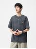 Heavy Duty Retro Wax Dyed Embroidered Short Sleeved T-shirt for Men's Summer Loose Half Sleeved Base Shirt