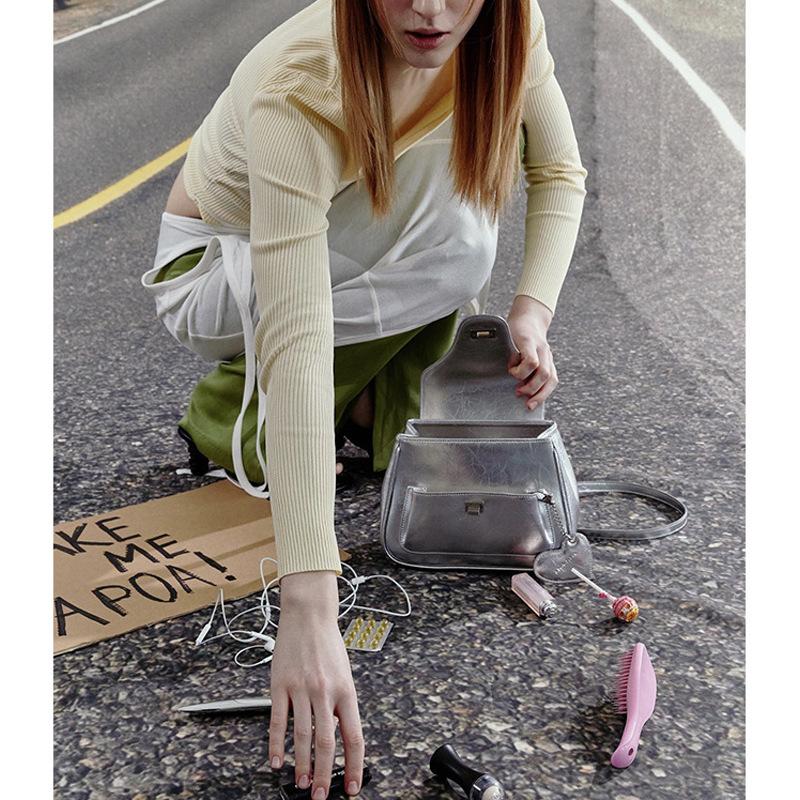 Nische Ins Silber Rucksack Sommer Schlicht Trendig Klein Xiangfeng Handtasche Lässige Schultertasche