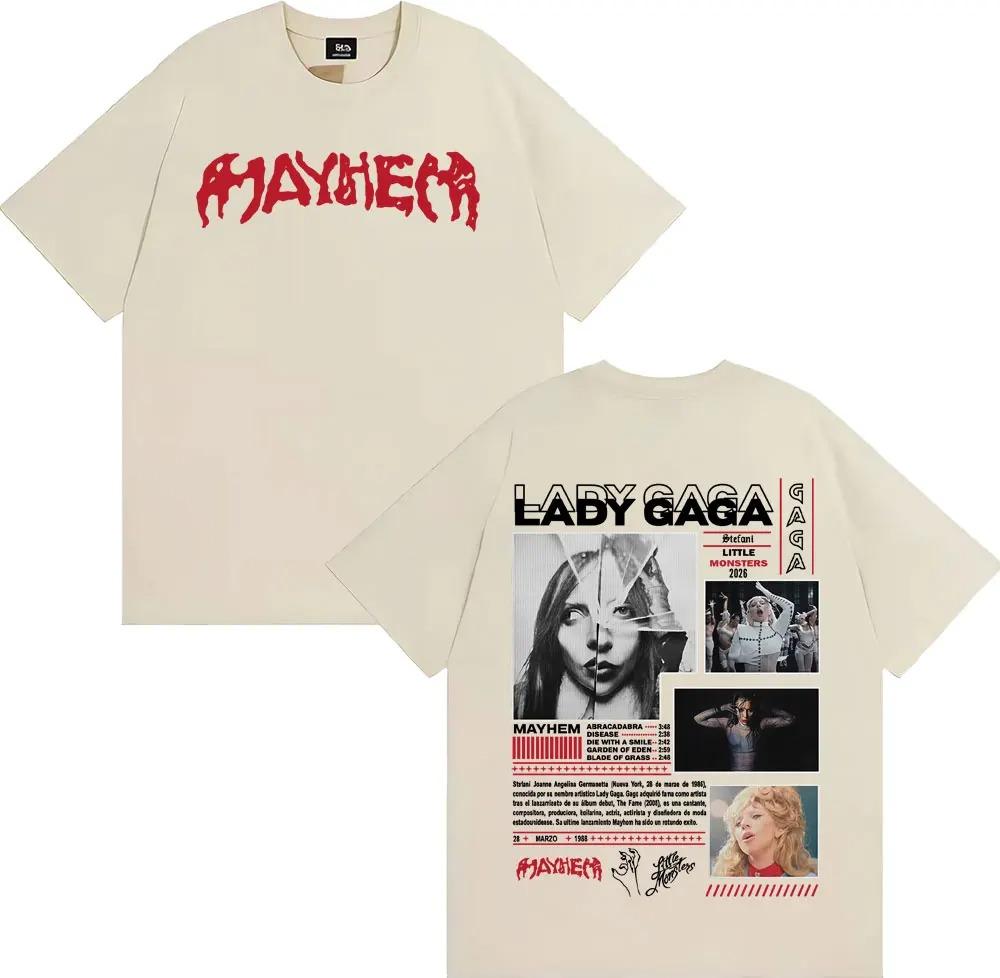 

Lady Gaga Mayhem 2026 New Album Tour TShirt Unisex Fashion Aesthetic Cotton Casual Short Sleeve Women And Men Tshirts 4XL