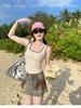 Womens Summer Spliced Cotton Ribbed Tank Top With Builtin Bra For Casual Wear