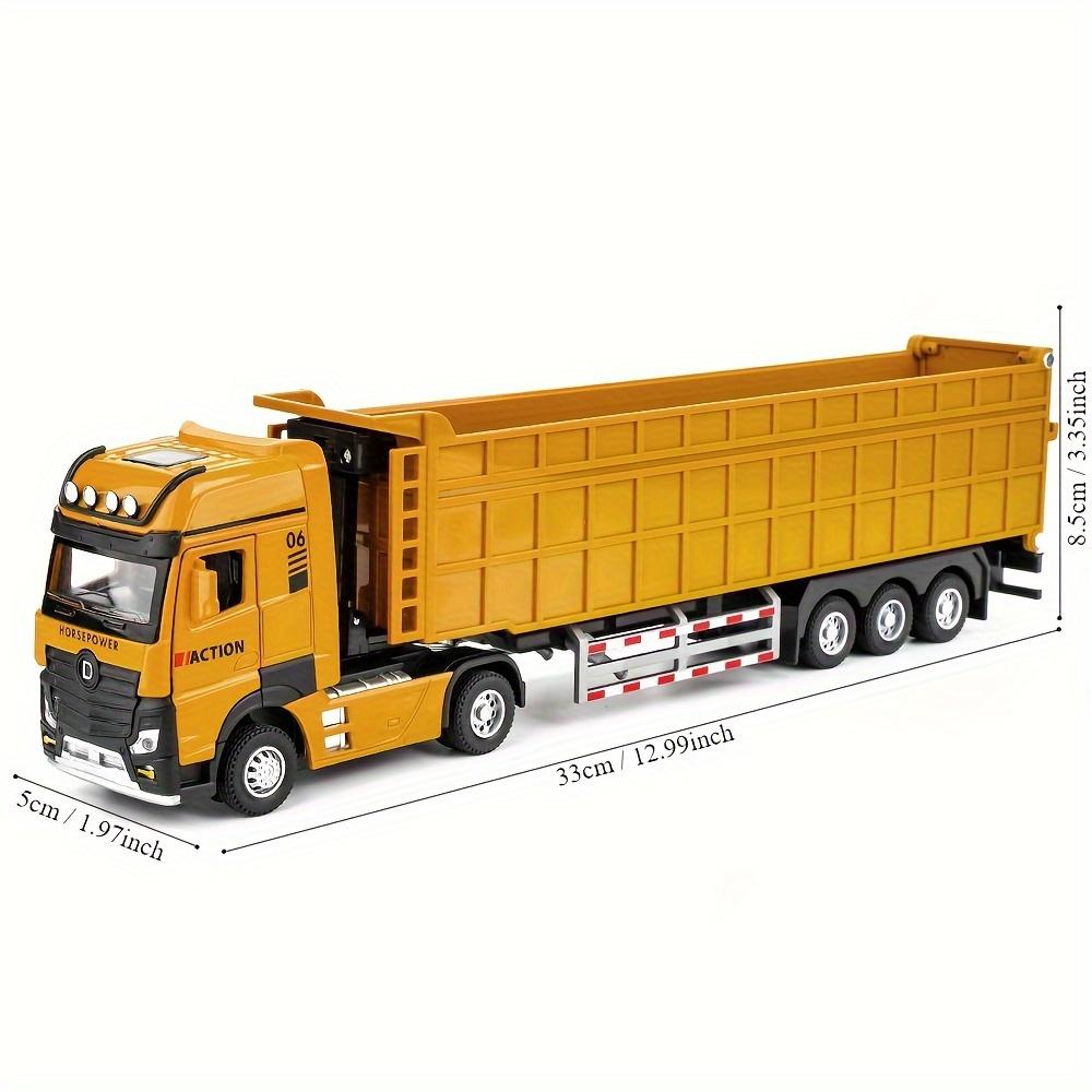 Modellino Giocattolo Camion Ribaltabile Esteso Scala 1/50 Metallo Pressofuso Porte Apribili Suono Luci Veicolo a Retrazione Modelli Ornamenti Regali per Bambini