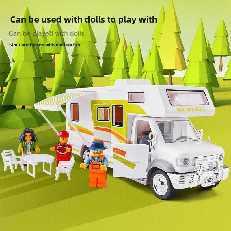 Alloy Large Travel Rv Truck Toy Model With Sound Light For Kids Play