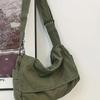Water-washed canvas sling bag, trendy large-capacity shoulder bag, casual solid colour, student fashion messenger bag