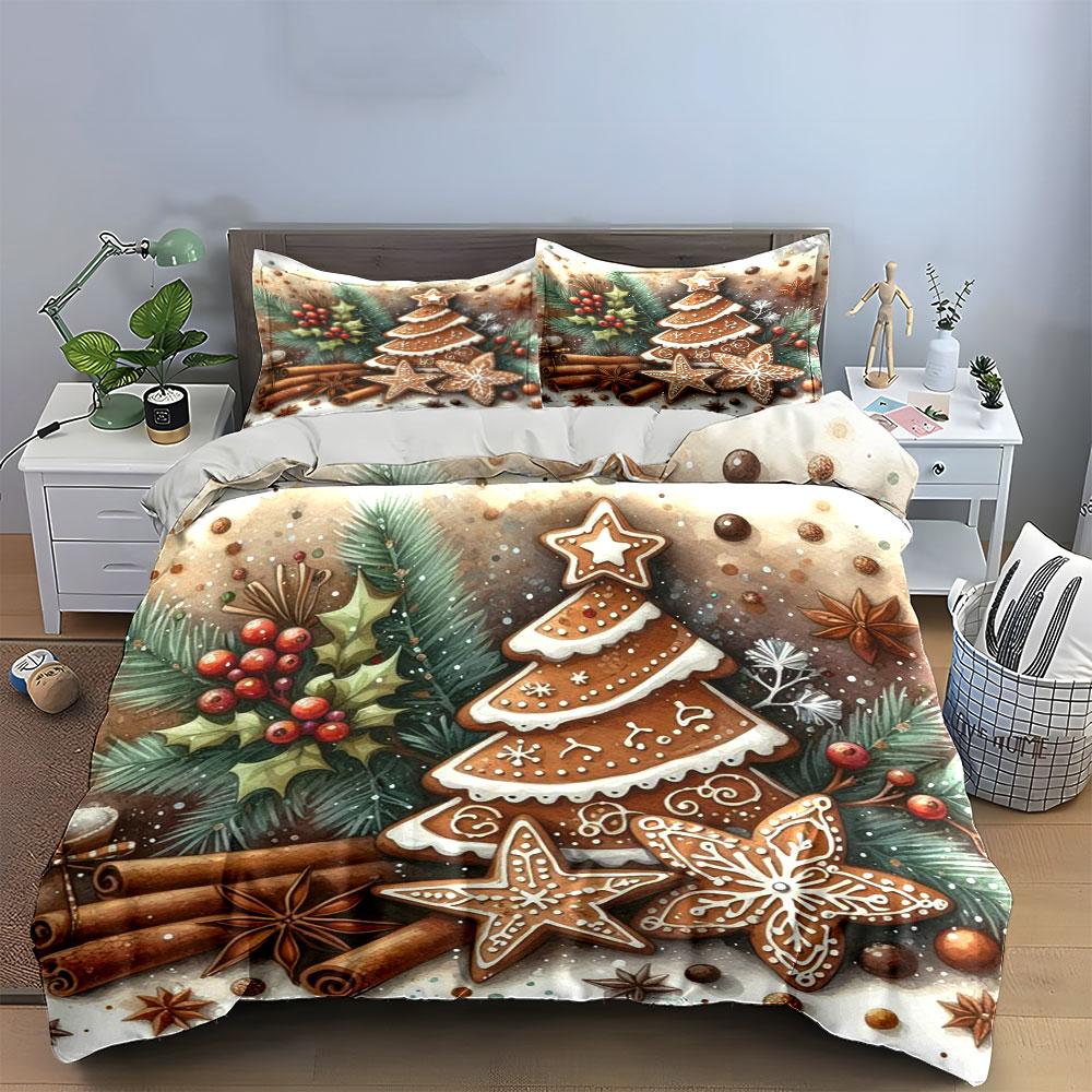 Gingerbread, Holly, Cinnamon Sticks. Bedding Sets Duvet Cover Sets Duvet Covers Pillowcases(1*Duvet Cover 2*Pillowcases Without Duvet Insert)