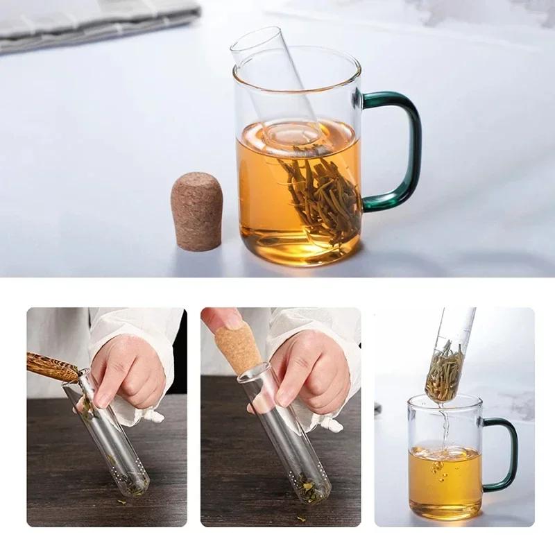 Glass Tea Infuser Empty Bottle Mini Transparent Tea Strainer Cork Glass Bottle Tube Brewing Test Tube Tea Set Kitchen Tools