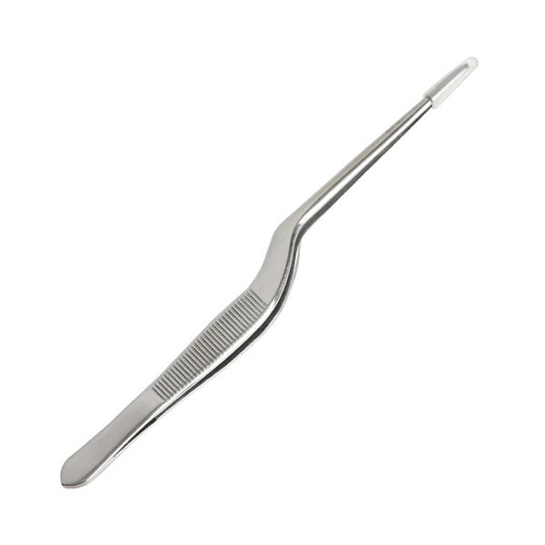 5.5-Inch Mini Kitchen Cooking Tweezers, Stainless Steel Precision Plating Tongs, Offset Tip for Food Styling Cake Decor