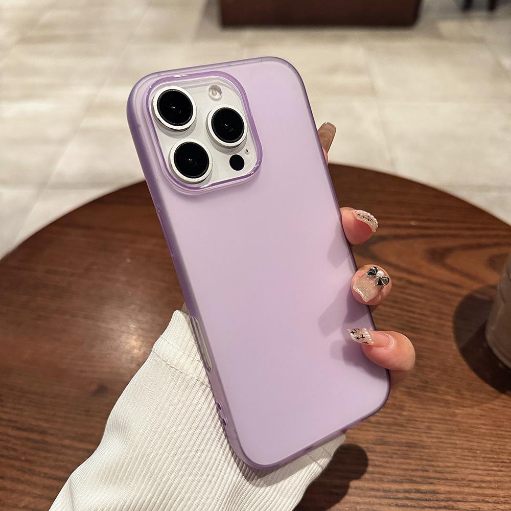 

0.3mm Ultra Thin Candy Color Silicone Case For iPhone 16E 15 14 13 12 11 Pro Max Plus Soft Transparent Matte Cover Frosted Shell for iPhone 16 ProMax світло-фіолетового кольору