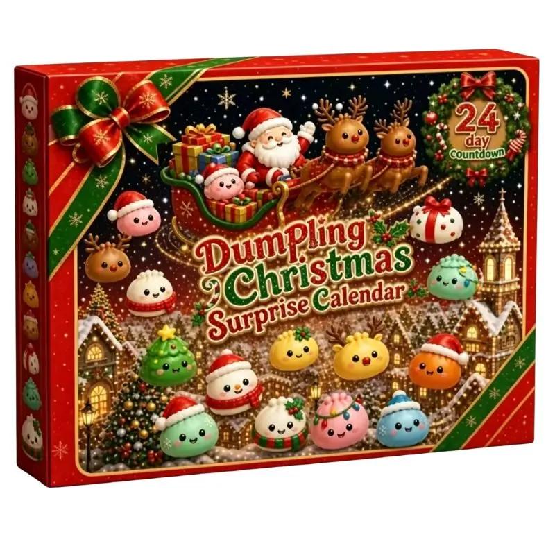 24-Dagen Kerst Dumpling Squishy Adventskalender 2026, Fidget Sensorische Aftelkalender, Verrassings Squishies, Stressverlichtende Fidget L